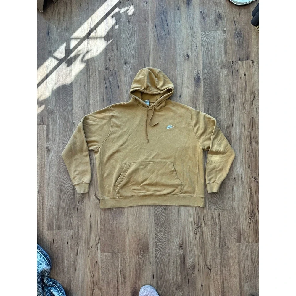 Nike Sportswear Club Fleece Hoodie Mens 3XL Mustard‎ Yellow Pullover BV2654-722